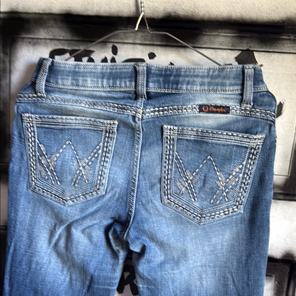 Wrangler Blue Straight Leg Jeans Classic Style - Picture 6 of 7